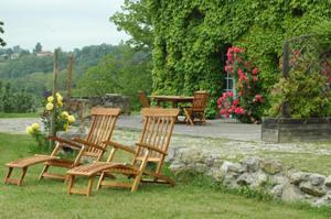 a group of chairs and tables in a yard at Les Roses d'Autan in Auriac-sur-Vendinelle