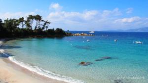 a beach with a group of people in the water at Residence ACQUA LINDA Porticcio in Porticcio