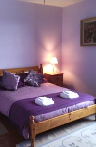 - une chambre avec un lit et 2 oreillers dans l'établissement Maison de L`Etang, à Troniçais
