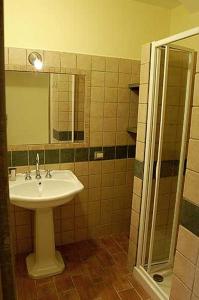 bagno con lavandino e specchio di Casavacanze Sant'Eugenia ad Attigliano