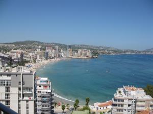 a view of a beach and the ocean with buildings at Panorama in Calpe
