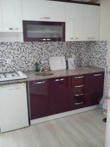 cocina con fregadero y encimera en C.C HOME SUİT APART en Edirne