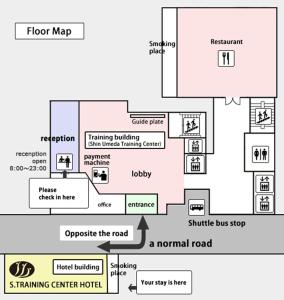 a block diagram of a floor map at S.Training Center Hotel Osaka in Osaka