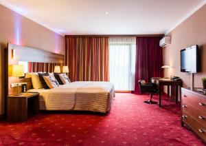 a hotel room with a bed and a television at Hotel Salzburg in Salzburg +37 photos