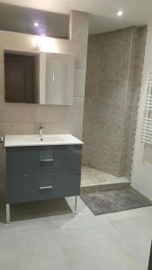 W łazience znajduje się umywalka i prysznic. w obiekcie T2 de 45 m2 sur Porticcio avec Jardin w mieście Porticcio
