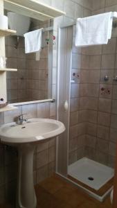ein Bad mit einem Waschbecken und einer Dusche in der Unterkunft Bed and Breakfast Elettra in Marconia