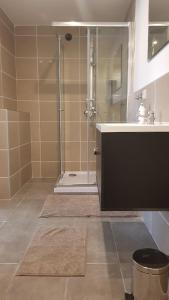 Bathroom sa "Familientreff" in schöner moderner Ferienwohnung für 12 Personen im Oberharz!