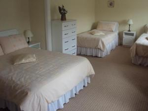 a bedroom with two beds and a dresser at Ryebrook House in Killarney