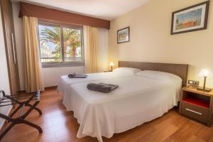 a hotel room with two beds and a window at Hotel LIVVO Corralejo Beach in Corralejo