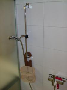 a shower with a guitar in a shower stall at Chalet Weidli in Achseten +61 photos