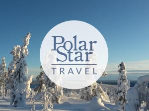 レヴィにあるPolar Star Polar Keloの雪上の極星旅行記号