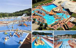 a collage of four pictures of a water park at Holiday home Ema in Tuheljske Toplice