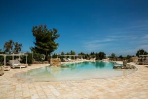 a large swimming pool with chairs and a tree at Masseria Montenapoleone in Fasano