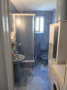 a bathroom with a shower and a sink and a toilet at Apartman Bilanovic in Konjic