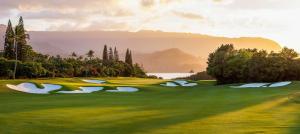 a rendering of a golf course with trees and a green at 1 Hotel Hanalei Bay in Princeville