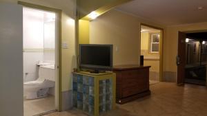 bagno con TV su supporto e servizi igienici di Luxury Inn ad Absecon