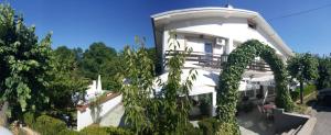 a large white building with ivy growing around it at Guest House Major in Arandjelovac