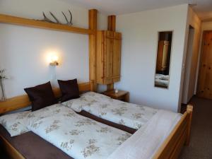 een slaapkamer met een groot bed bij Haus Primula Pizol in Wangs