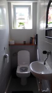 ザボヤにあるCottage Zawojaのバスルーム(トイレ、洗面台付)、窓が備わります。