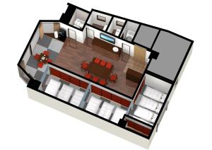 rendering domu z planem piętra w obiekcie Izu no Ie UNO w mieście Ito
