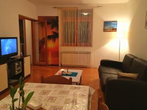 a living room with a couch and a table at Apartman Mimoz in Senj