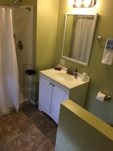 a bathroom with a sink and a mirror at The Courtland Hotel & Spa in Fort Scott +51 photos