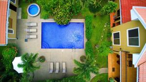 einen Blick über einen Pool im Hof in der Unterkunft Hotel Robledal in Alajuela