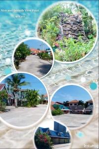 un collage de fotos de una playa y casas en Kanjana Resort, en Suratthani