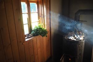 Habitación con ventana y fumadores con planta en Leesi Puhkemaja, en Leesi