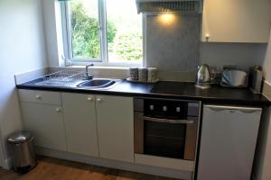 a kitchen with a sink and a stove top oven at The annex, Ruthvose in Saint Columb Major