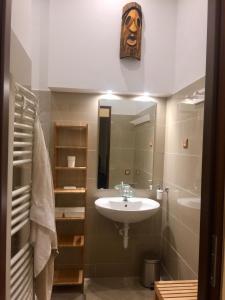 ブダペストにあるEntire luxury apartment in the city centerのバスルーム(洗面台、鏡付)