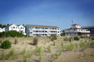 a building on the beach next to a beach at Adams Ocean Front Resort in Dewey Beach