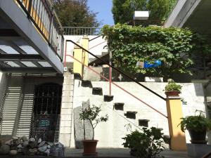 een trap in een gebouw met planten bij Casa Fiorella in Locarno