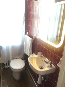 a bathroom with a toilet and a sink at Getxo, parking, wifi, metro in Getxo