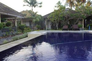 a swimming pool in front of a house at Taman Lily's Hotel in Lovina