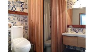 een badkamer met een toilet en een wastafel bij CasadaVinhaGrande in Biscoitos