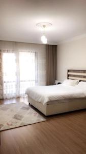トラブゾンにあるBarjas Apartmentのベッドルーム(大きな白いベッド1台、窓付)