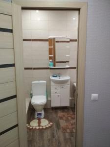 ピオネールスキーにあるApartment on Komsomolskaya ulitsa 62のバスルーム(トイレ、洗面台付)