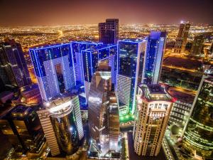 Uma vista geral de Doha ou a vista da cidade a partir do hotel