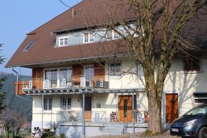 una grande casa bianca con tetto marrone di Lehmannshof Ferienwohnungen a Zell am Harmersbach