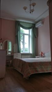 ノヴォシビルスクにあるSalvador Apartments Krasny prospectのベッドルーム(大型ベッド1台、大きな窓付)