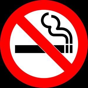 czerwony znak zakazu palenia na czarnym tle w obiekcie Steelhead Inn w mieście Erie