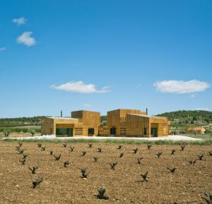 a building in the desert with a flock of birds at Casa para tres hermanas in Bullas