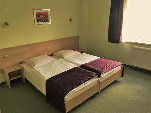 sypialnia z łóżkiem w pokoju z oknem w obiekcie Pokoje Gościnne w Dolinie Szczęścia w Szklarskiej Porębie