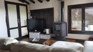 a living room with a couch and a flat screen tv at Carmen De Arnas in Colungo