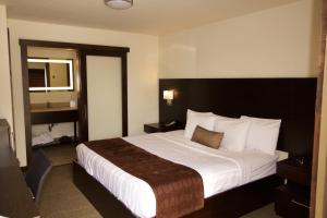 Кровать или кровати в номере Boarders Inn & Suites by Cobblestone Hotels - Syracuse