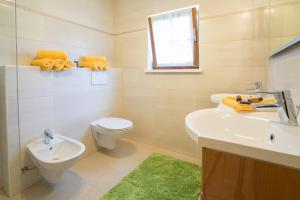 a bathroom with a toilet and a sink at Ausseer Chalet (nahe Hallstatt), Ferienhaus in Bad Aussee +42 photos