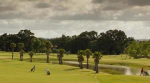 a group of people playing golf on a golf course at Alegre Apartamento in Cascais