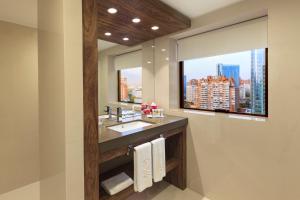 a bathroom with a sink and a large window at Hotel Regal Pacific Santiago in Santiago