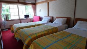 Postel nebo postele na pokoji v ubytování Inn Yamanami